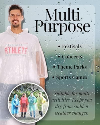 REDSTAR Coloured Disposable Rain Ponchos for Adults - Assorted Disposable Rain Poncho Adult Waterproof Pac a Mac Women and Men - Emergency Lightweight Pac a Mac for Travel and Festival Accessories — view 6