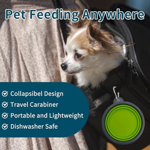 2 Pack Collapsible Dog Bowl, Foldable Dog Travel Bowl Portable Dog Water Bowl Pet Feeding Food Bowl for Camping Hiking Walking 650ml — view 2