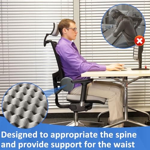 Lumbar Roll Pillow for Lower Back, 11 Inch Memory Foam Roll Pillow (Grey) — view 4