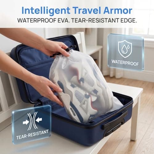 Aieino 10pcs Shoe Bags for Travel Clear 30x40cm Waterproof Drawstring Bag — view 3