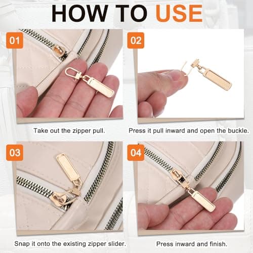 sourcing map Zipper Pull Charm 6 Pcs 1-2mm Thickness Detachable Zipper Pull Replacement Handle Repair Kits Tabs Lock for Coats Jackets Pants Luggage Suitcase Purse Fasteners, Silver Tone — view 4