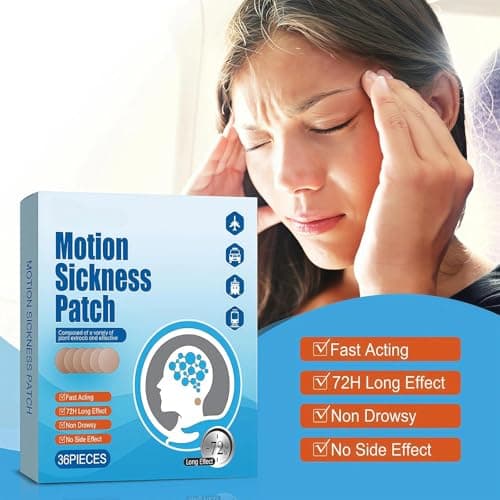 Motion Sickness Patches - 36 PCS Travel Sickness Patches, Fast-Acting Nausea Improve for Car, Cruise, Airplane Trips — view 3