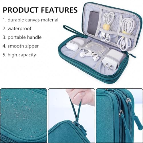 Teskyer Travel Cable Organiser Bag, Travel Essential, Dark Green — view 4