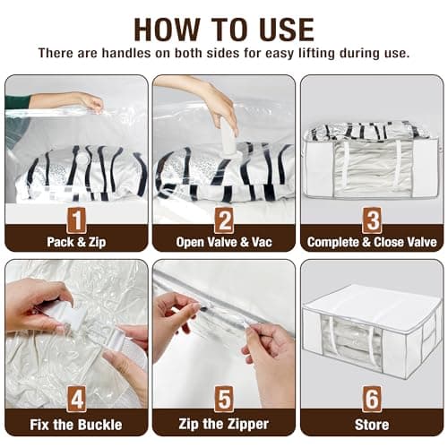 Vacuum Storage Bag Set, 87L Large Capacity Clothes & Comforter Organizer with Clear Window & Reinforced Handles (1 Pack) — view 6