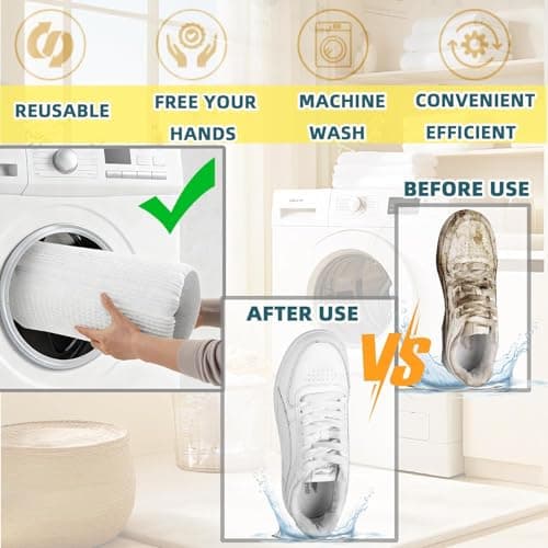 2-Pack Reusable Shoe Washing Bags, Heavy-Duty 360° Protection Laundry Bags with Zipper for Sneakers, Trainers & Delicate Clothing (White) — view 4