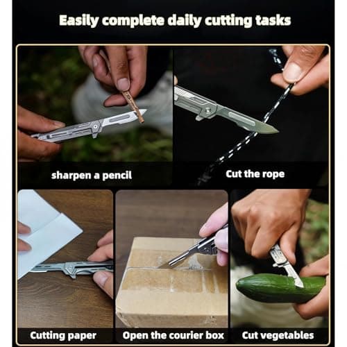 Multi Folding Pocket Box Opener Craft Tool, Multitool EDC Pocket Tool with 10 Replaceable, EDC Gadgets for Craft DIY Outdoor Camping Hiking Unpacking, Lightweight Portable Daily Use and Gift, Silver 2 — view 6