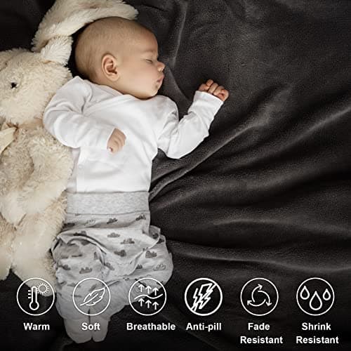 EHEYCIGA Double Fleece Throw Blanket for Sofa 150x200cm, Charcoal — view 2