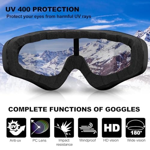 SixYard Ski Goggles, Motorcycle Goggles, 3 Pack Snowboard Snow Goggles for Men Women Adult Youth (Style 7) — view 5
