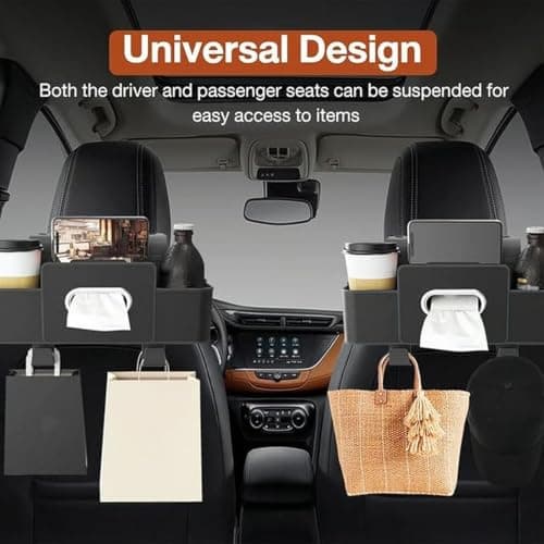 budiniao Leather Car Organizer Cup Holder Phone Mount Tissue,beige — view 4