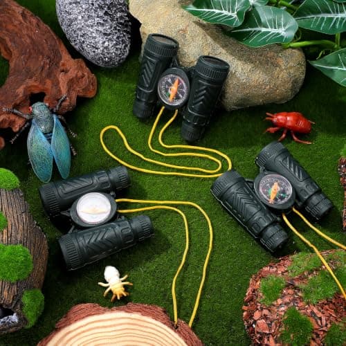 TOYANDONA 10pcs Kids Toy Binoculars with Compass & Lanyard, Mini Children Adventure Binocular Toy Set, Outdoor Exploration Game Party Bag Fillers for Boys Girls — view 5