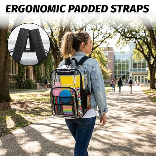 Wrbugukeji Clear Backpack, Transparent Daypack, PVC Waterproof See Through Rucksack See Through Crossbody Bag for Work Travel Concert Sports Unisex(43x31x15cm) — view 5