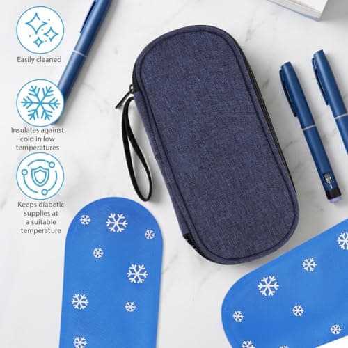 Fefod Insulin Cooler Travel Case, Medicine Cool Bag Travel with 2 Ice Packs, Diabetic Supplies Insulin Pen Case, Portable Insulin Travail Case, Medication Cooler Bag for Fridge, Royal Blue — view 4