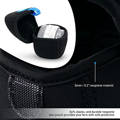 JJC Mirrorless Lens Pouch Bag Protective Case for Canon Fuji Olympus Nikon Lenses, Soft Neoprene Water Resistant Travel Carry Camera Lens Wrap with Carabiner (Interior Size 2.4" x 1.6") — view 5