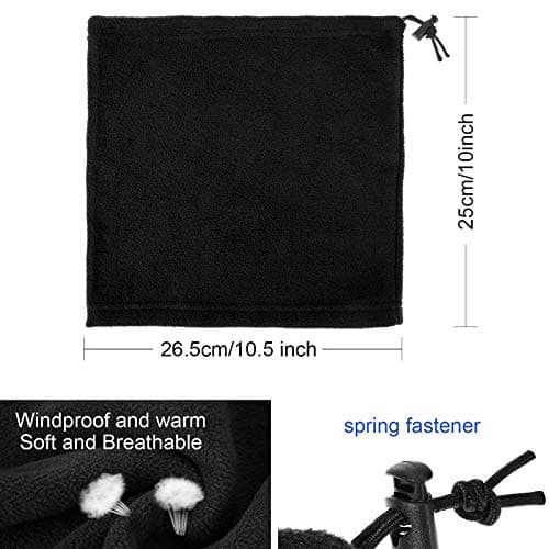 Hicarer 4 Pieces Winter Fleece Neck Warmer Snoods for Men Women Gaiter Thick Thermal Windproof Ski Neck Scarf Balaclava(Black) — view 2