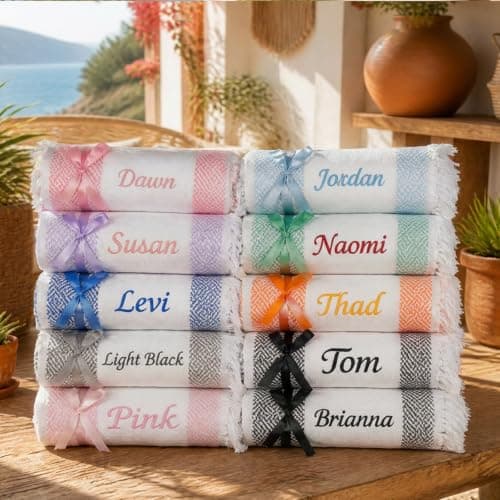 HOME'S FRIEND Personalised Turkish Beach Towel,Custom Embroidered Name Beach Towel,Quick Dry Sand Resistant Beach Towel,100 * 180cm Bohemian Style Travel Bath Towel — view 2