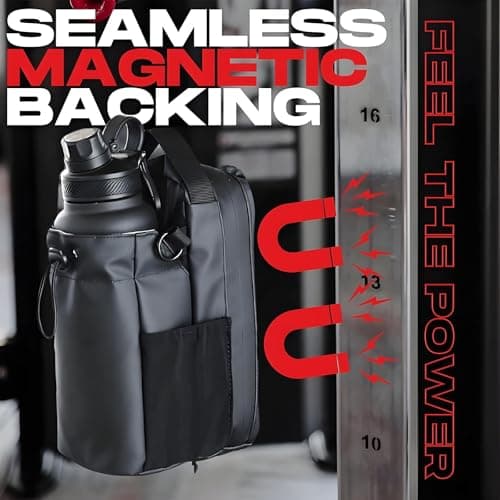 Earnmore Magnetic Gym Bag, Large Capacity Magnetic Carry Bag, with Phone Pocket, Portable Gym Bag, Gym Pouch for Water Bottle, Organizer, Black, Sporty — view 4