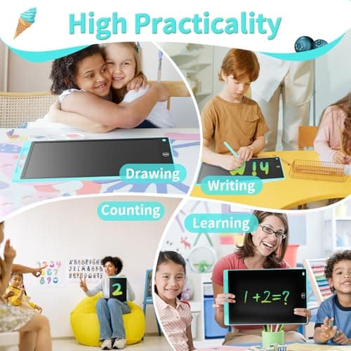 [2 Pack]Genialba LCD Drawing Board 12 Inch, Colourful LCD Writing Tablet Erasable [Individual Package], Toddler Toys Learning Educational Toys for 2 3 4 5 6 7 Years Boys Girls (Green&Blue) — view 5