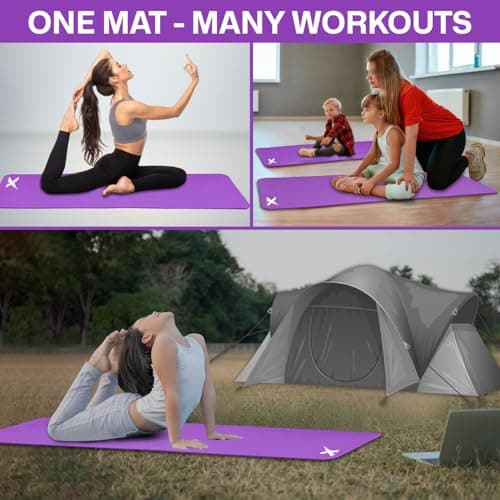 Xn8 Sports Yoga mat 10mm & 15mm Thick NBR Exercise Mat - Non-Tearable Pilates Mat with Extra Carry Strap - Yoga Mats for Women Men for Aerobics Lunges Planks Indoor & Outdoor 61Lx20Wx1.5 & 1Th — view 3