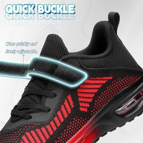 Boys Trainers Kids Running Walking Shoes Child Outdoor Sport Athletic Shoes Boys Tennis Shoes, Black Red, 1 UK — view 2
