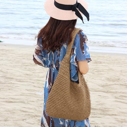 LUI SUI Straw Tote Bag Summer Beach Shoulder Bag for Women, Weave Large Capacity Casual Hand-woven Purse — view 2