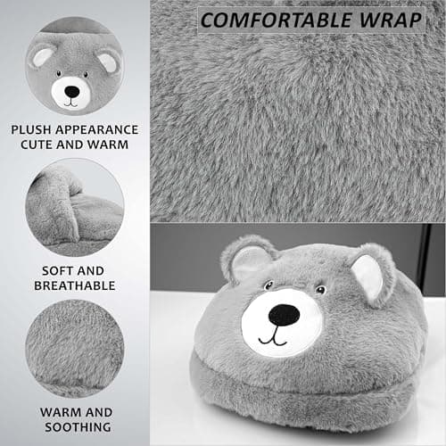 Crystals Hot Water Bottle, Foot Warmer with Cover, Soft Breathable Fabric, Winter Warmth for Men & Women, 2L Plush Heated Slippers, Feet Warmer for Cold Feet (Hot Teddy Bear Slippers) — view 2
