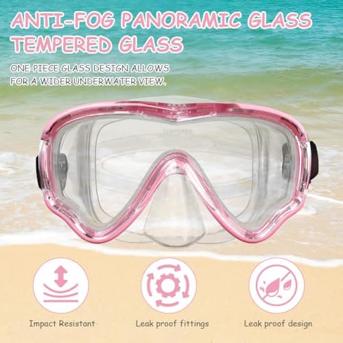 AOOSA Kids Snorkel Set, Anti-Fog Tempered Glass Diving Mask Snorkeling Gear — view 4