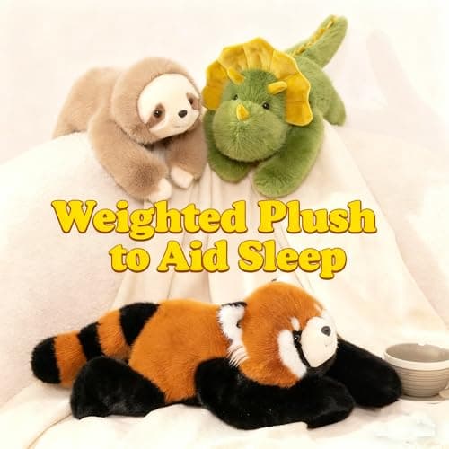 Annco 1lb 17.7‘’ Weighted Red Panda Plush Soft Toy,Anxiety Stress Relief Calming Sensory Toy for Kids Adults,Cute Plushie for Home Office Travel Decor — view 6