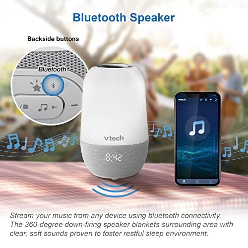 VTech BC8313 Baby Sleep Soother,Portable Noise Machine with 100+ Stories/Songs/Sounds,Record Your own Voice,Bluetooth HD Speaker, Baby Sleep Aid with Multi-Colour NightLight,Glow-on-Ceiling Projector — view 4