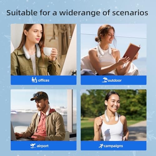 Jsdoin Portable Neck Fan, Neck Fans USB Rechargeable, 5 Speed Hanging Bladeless Fan,360 Degrees Airflow Neck Fans for Men Women Rechargeable (White) — view 6