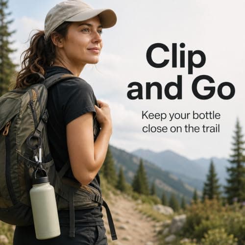 YouXunGS 3Pcs Portable Water Bottle Buckle Clips, Silicone Bottle Holder with Large Carabiner Clips, for Bags Hiking Camping Travel Fishing Outdoor Activities — view 3