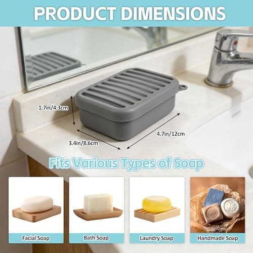 Portable Travel Soap Case, Soap Dish with Lid and Draining Layer — view 3