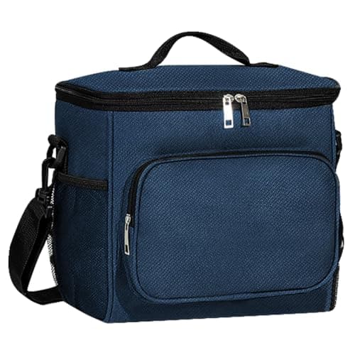 TIECHI 10L Insulated Lunch Bag, Leakproof Thermal Lunch Box Bag for Men Women Adults, Large Cool Bag with Adjustable Shoulder for Work Beach Picnic Camping (Navy Blue)