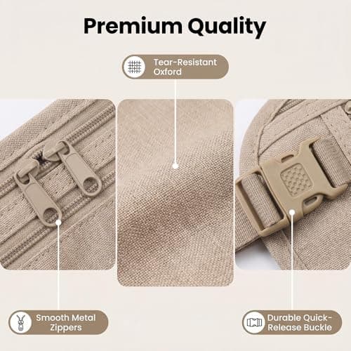 2 Pack Travel Money Belt for Men & Women, Slim Hidden Waist Wallet Under Clothes, Anti-Theft Security Pouch with Dual Zippers for Passport, Cash and Mobile Phone, Holiday Travel Essentials (Black & Be — view 2