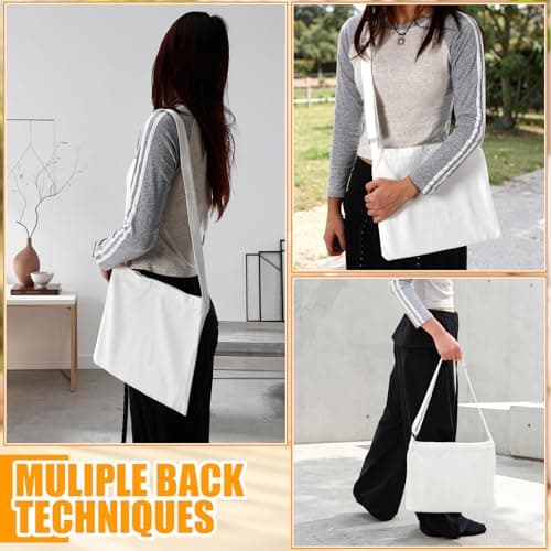 Shinylin 10 Pack Multi Purpose Reusable blank large Size Canvas Lightweight Crossbody Tote Handbags Shoulder Bag for Women Grocery Shopping Gift — view 4