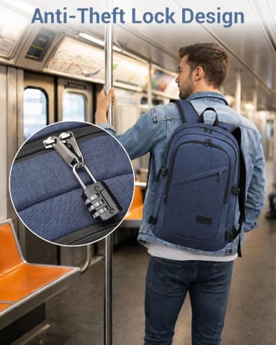 Kono Laptop Backpack School Bag Anti Theft Rucksack for Men Navy — view 6