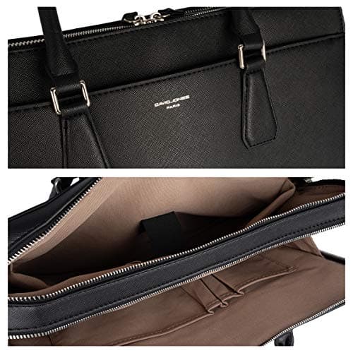 David Jones - Men's Business Briefcase Work Satchel - 13 Inch Laptop Bag PU Leather - Shoulder Messenger Bag - Multiple Pockets Crossbody Bag - Computer Handbag Office College Travel Elegant - Black — view 5