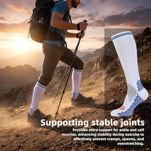 Gcbiger Compression Socks (3 Pairs) for Men Circulation 20-30 mmhg Medical Compression Stockings Women Nursing (02 Black+Blue+White, S-M) — view 6