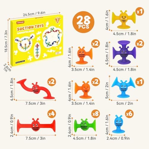ECHOCUBE Suction Toys, 28 Pcs Suction Cup Bath Toys for Kids 3+ Years Old, Sensory Sucker Toys, Stress Relief Toys Travel Toys for Toddlers & Adults — view 6