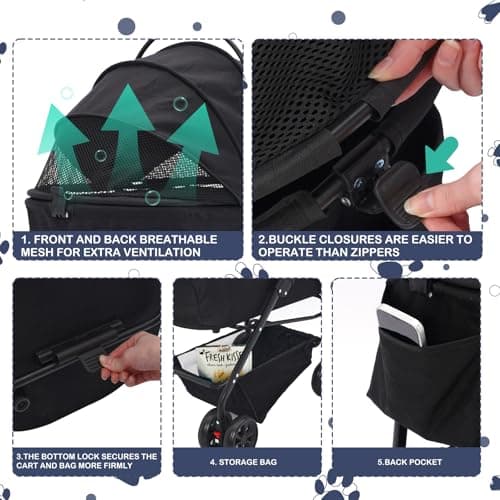 Foldable Pet Strollers with Detachable Carrier,Stroller for Medium Dogs — view 2