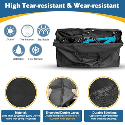 Bike Travel Bag, Foldable Bike Box, Waterproof Transport Pack, Lightweight Airline-Approved Storage, Scooter Carrying, Outdoor Riding, Beach Trips, Road Cycling, Mountain Biking for Men and Youth — view 4