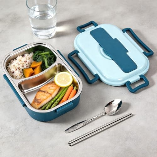 Stainless Steel Lunch Box, Bento Lunch Box Kids, Adult Meal Prep Boxes with Compartments Suitable for School Students and Travel — view 5