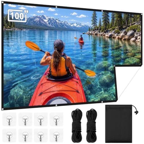 OFFCUP 100 Inch Portable Projector Screen, 16:9 HD 4K Wrinkle-Free Foldable