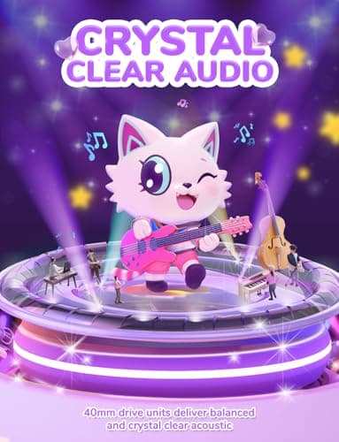 iClever BTH21 Kids Headphones Wireless Girls LED Cat Ear Travel Gift — view 6