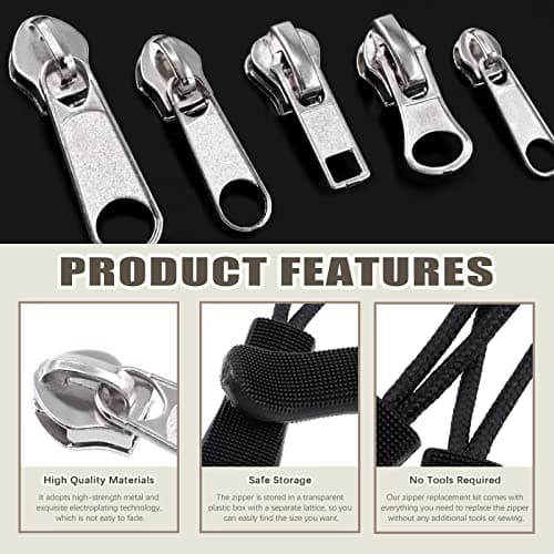 SHRJ 250Pcs Zipper Slider Repair Kit for Bags and Coats — view 3