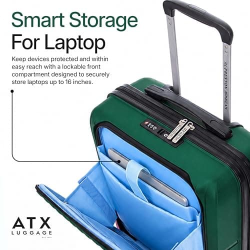 Preston Morgan 21" 55x37x20cm Cabin Suitcase for Ryanair, EasyJet, TUI, Wizzair, BA, Lightweight Rolling Laptop Travel Case on 4 Wheels and Built in TSA Lock | Green — view 2