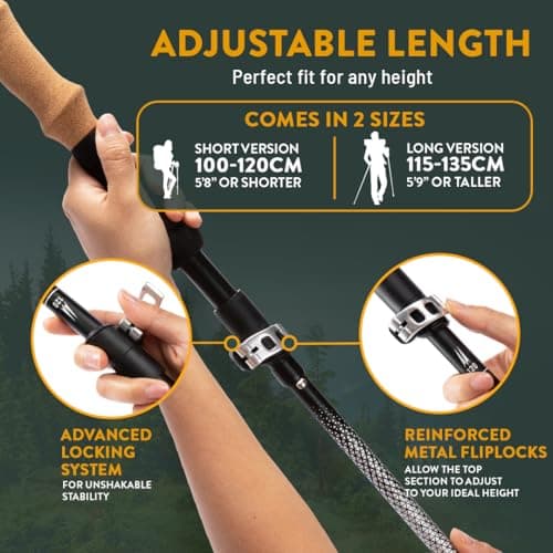 Hiker Hunger Folding Walking Stick, Folding Trekking Poles, Hiking Sticks Foldable Hiking Poles for Men Walking Sticks for Seniors Trekking Poles for Hiking Collapsible Walking Sticks (Black, Small) — view 4