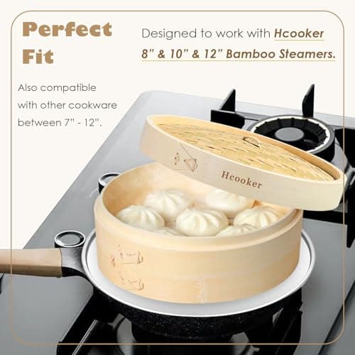 Stainless Steel Steamer Ring, Fits 7 to 12-Inch Bamboo Steamer Baskets, Steaming Adapter for Asian Food, Cooking for Dumpling, Dim Sum, Rice, Veggie, Vegetable, Steam Pot — view 2
