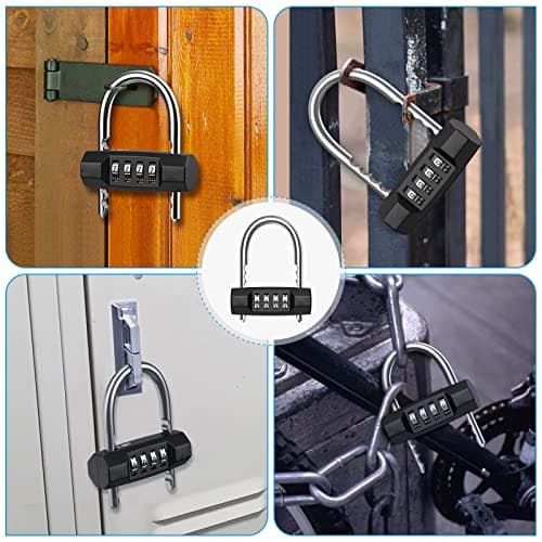 [Upgraded] Brifit Combination Padlock, 4-Digit Combination Lock, Outdoor Weatherproof Combination Locks Padlock, Adjustable Hook, Outdoor Heavy Duty Waterproof for School, Gym Locker, Shed, Garage — view 6