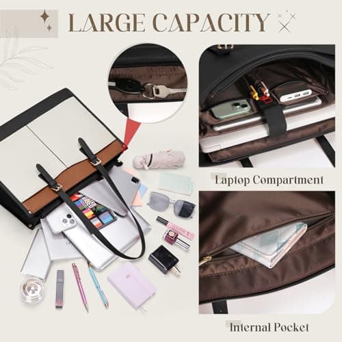 RAINSMORE Laptop Work Bags for Women with Insulated Lunch Compartment Large — view 6