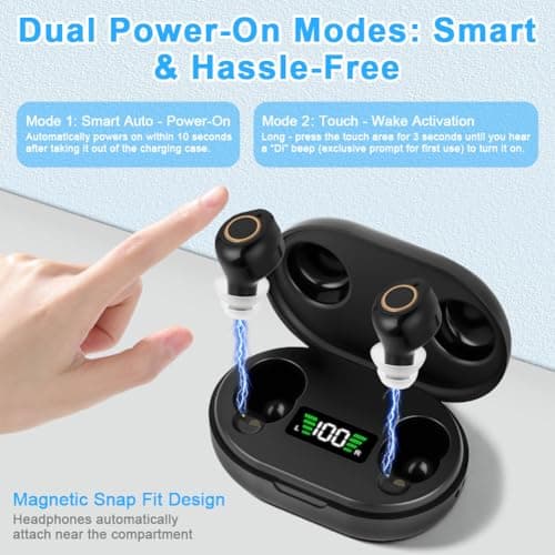 Aolso Mini Digital Sound Aid Voice Enhancer, Rechargeable Sound Headphones for Seniors,Invisible Design,Noise Cancelling, Digital in-Ear Audio Headphones Device with Charging Case-Black — view 3